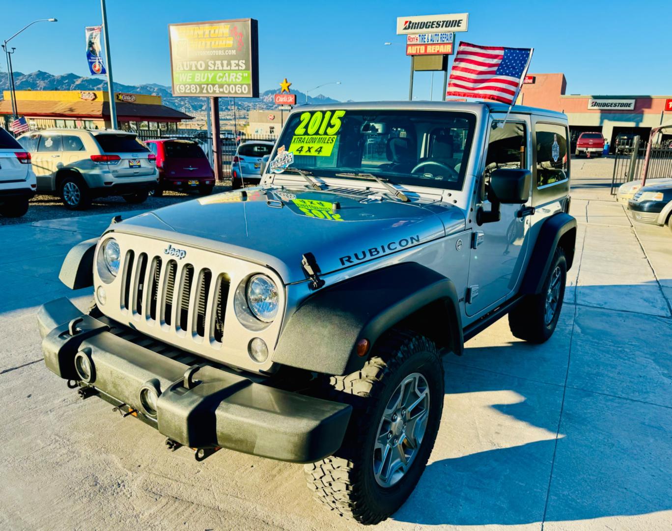 2015 Silver /black Jeep Wrangler (1C4BJWCG3FL) , located at 2190 Hwy 95, Bullhead City, AZ, 86442, (928) 704-0060, 0.000000, 0.000000 - 2015 Jeep wrangler Rubicon. automatic hard top. only 15545 miles. *1 owner. super super clean. always garaged. local jeep. free and clear title. has brackets in front to tow behind. - Photo#6